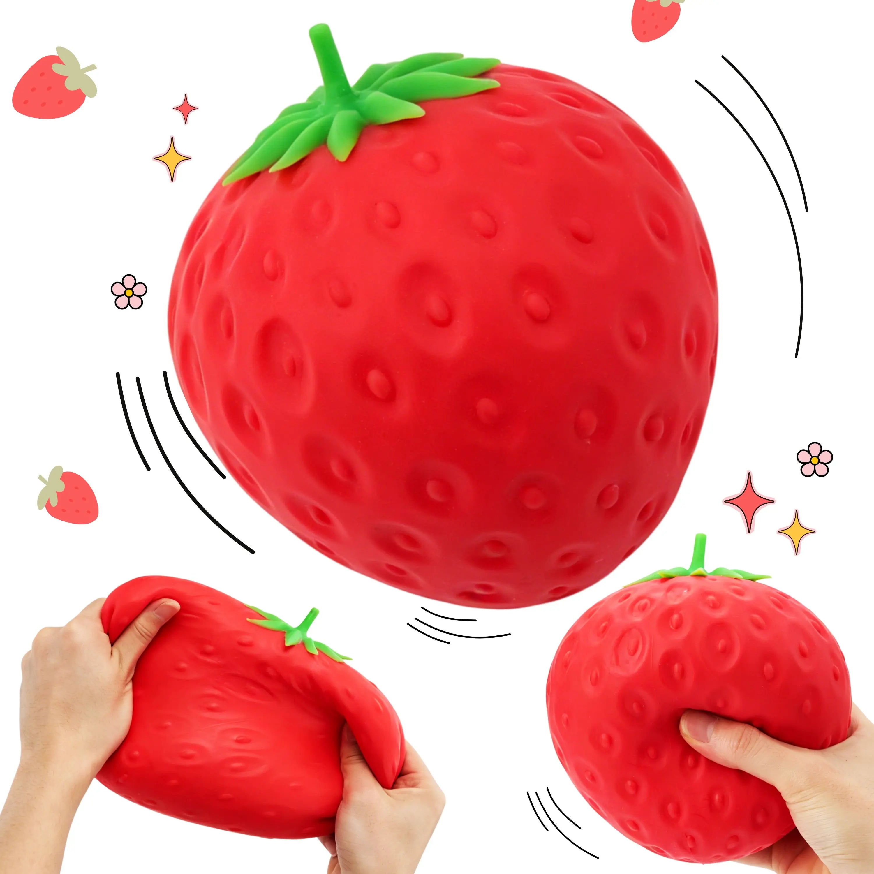 Jumbo Strawberry Squishy Toy – Soft Slow-Rising Stress Relief Fidget, Squeeze Sensory Decompression Toy for Kids & Adults, Anxiety Relief Gift, Desk Toy & Party Favor