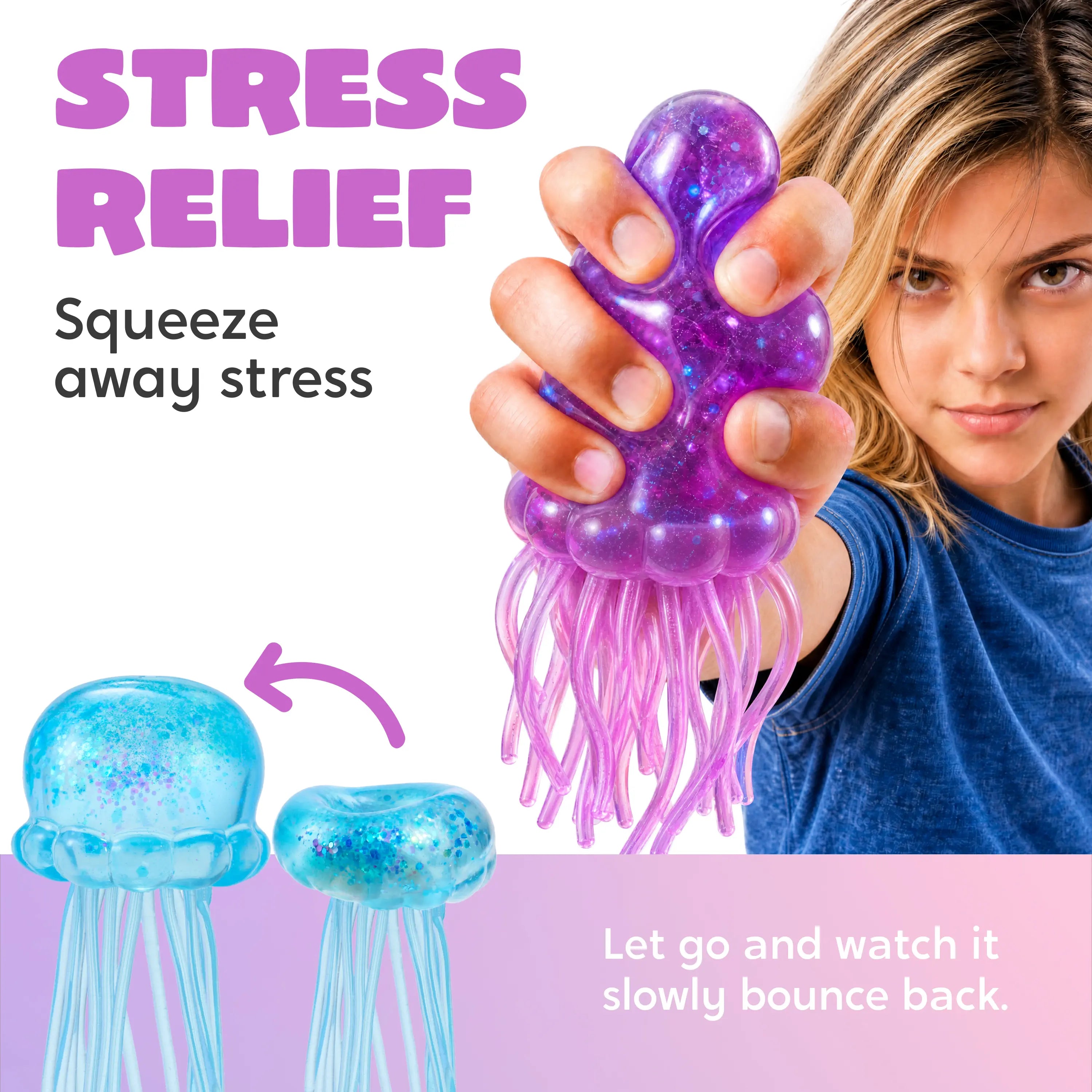 Jellyfish Glitter Squishy Toys – 1/3PCS Slow-Rising Stress Relief Fidget Toys, Soft Squeeze Sensory Toys for Kids & Adults, Anxiety Relief Decompression Toy, Party Favors & Desk Gifts