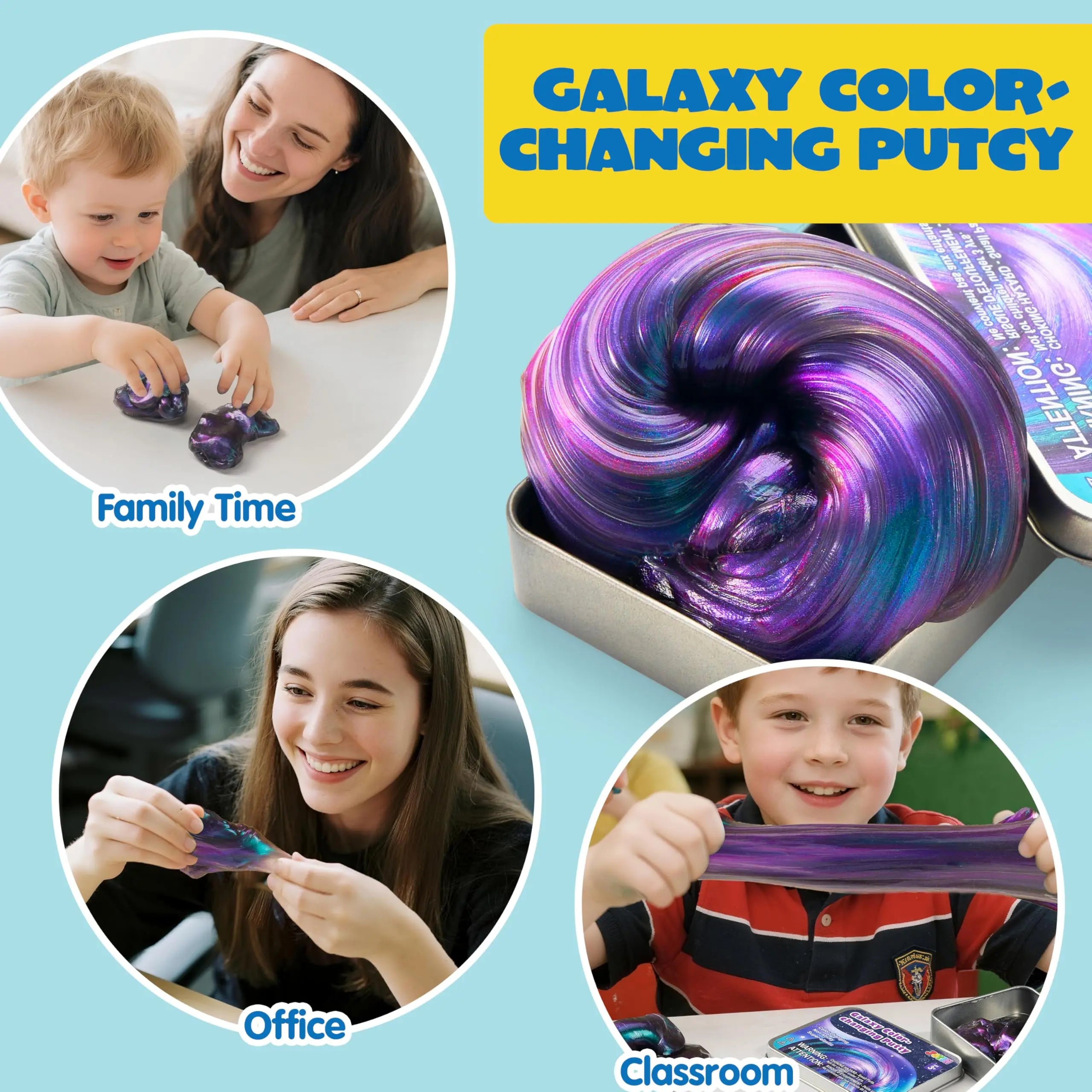 Galaxy Color-Changing Putty – 4.2oz Sensory Therapy Putty, Stretchy Fidget Toy for Kids & Adults, Stress & Anxiety Relief, Squishy Desk Toy, Party Gift