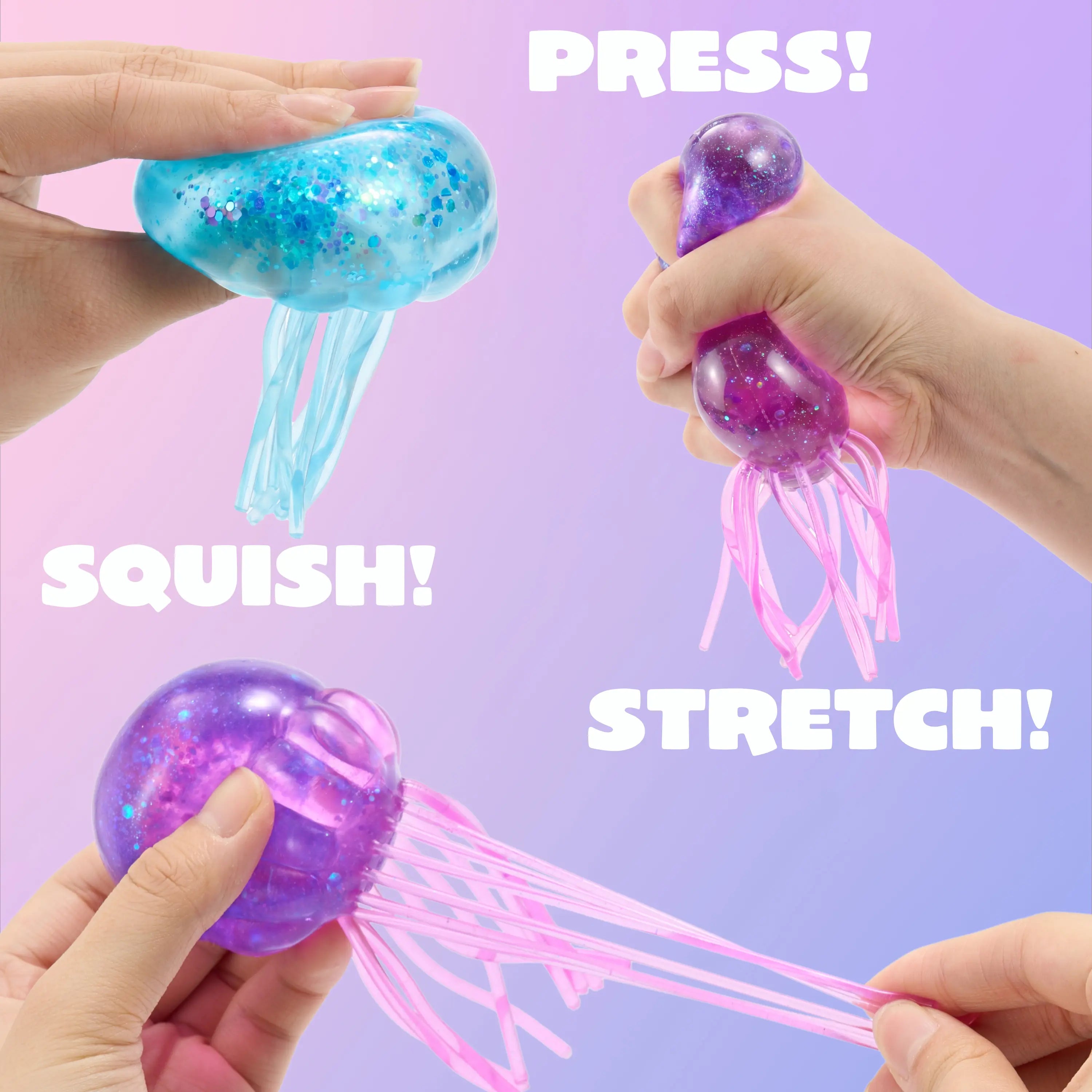 Jellyfish Glitter Squishy Toys – 1/3PCS Slow-Rising Stress Relief Fidget Toys, Soft Squeeze Sensory Toys for Kids & Adults, Anxiety Relief Decompression Toy, Party Favors & Desk Gifts