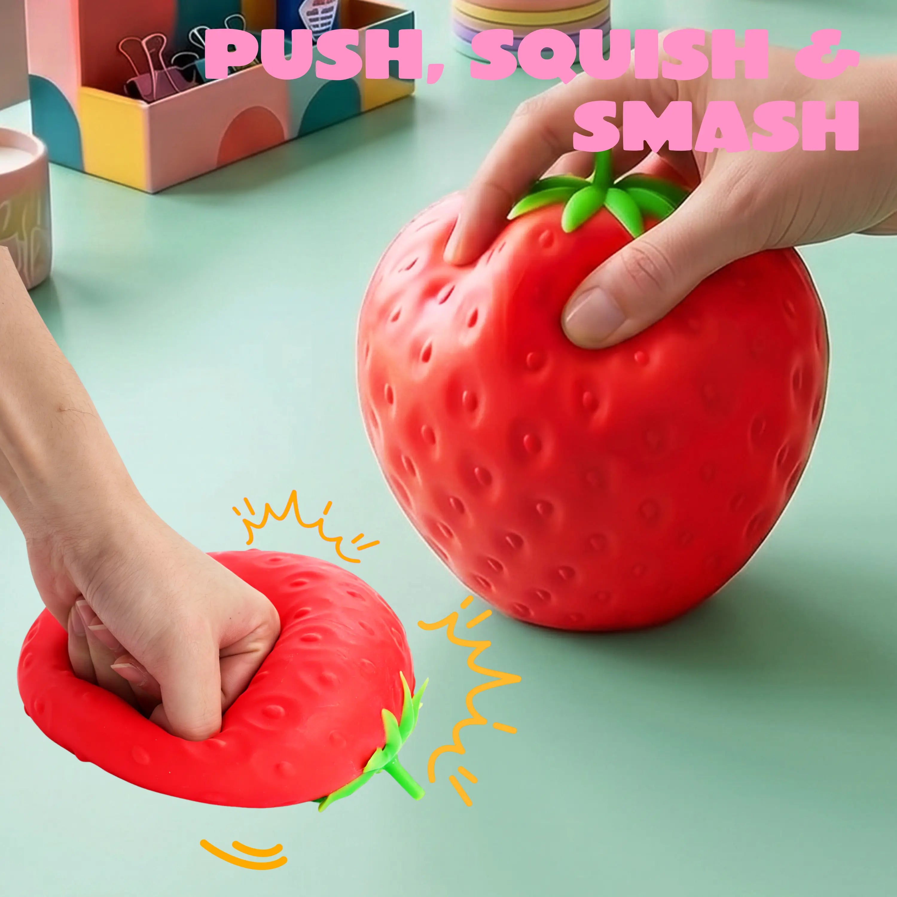 Jumbo Strawberry Squishy Toy – Soft Slow-Rising Stress Relief Fidget, Squeeze Sensory Decompression Toy for Kids & Adults, Anxiety Relief Gift, Desk Toy & Party Favor