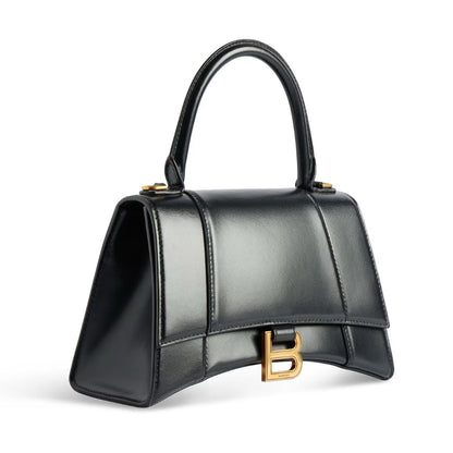 BALENCIAGA Black Leather Hourglass Small Shoulder Bag