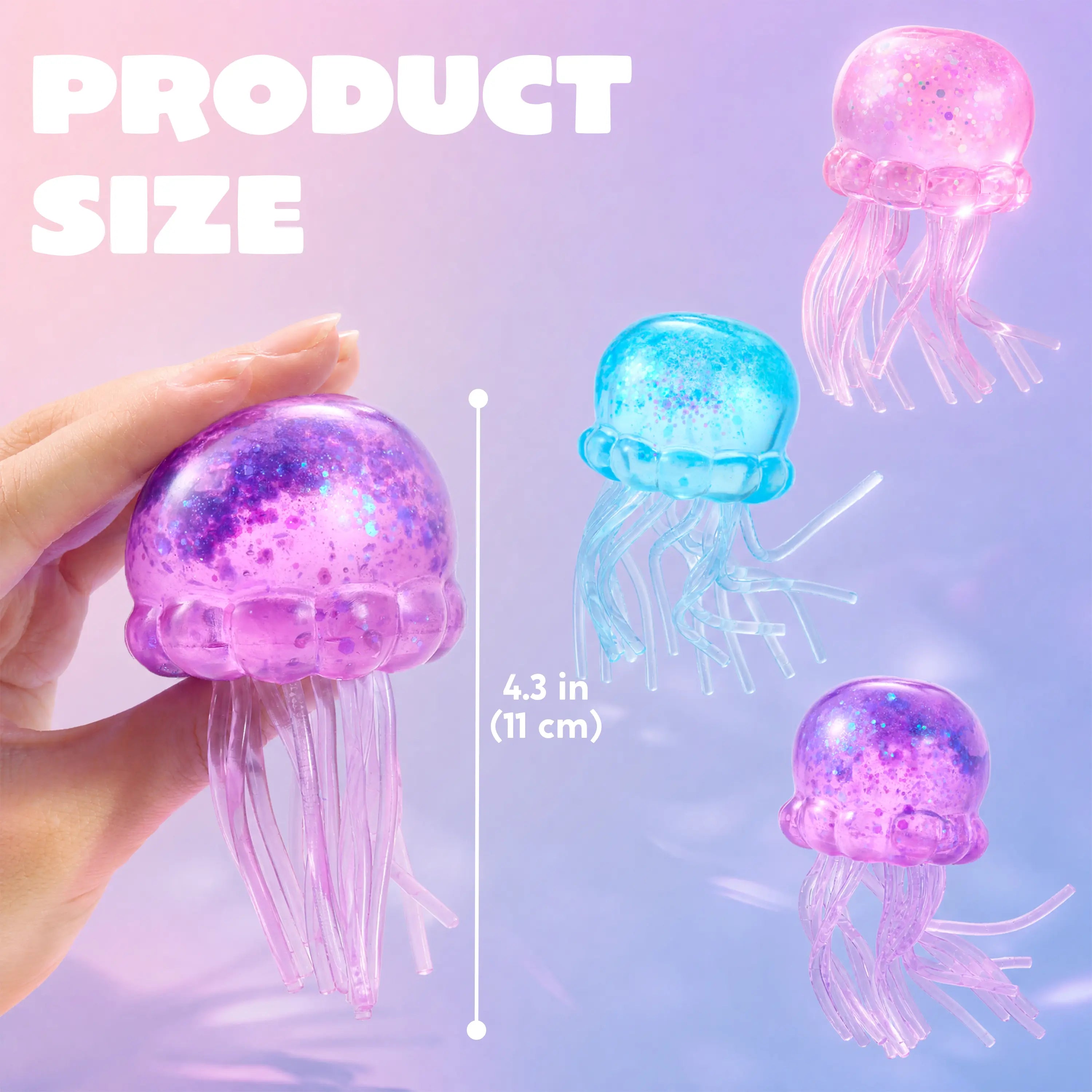 Jellyfish Glitter Squishy Toys – 1/3PCS Slow-Rising Stress Relief Fidget Toys, Soft Squeeze Sensory Toys for Kids & Adults, Anxiety Relief Decompression Toy, Party Favors & Desk Gifts