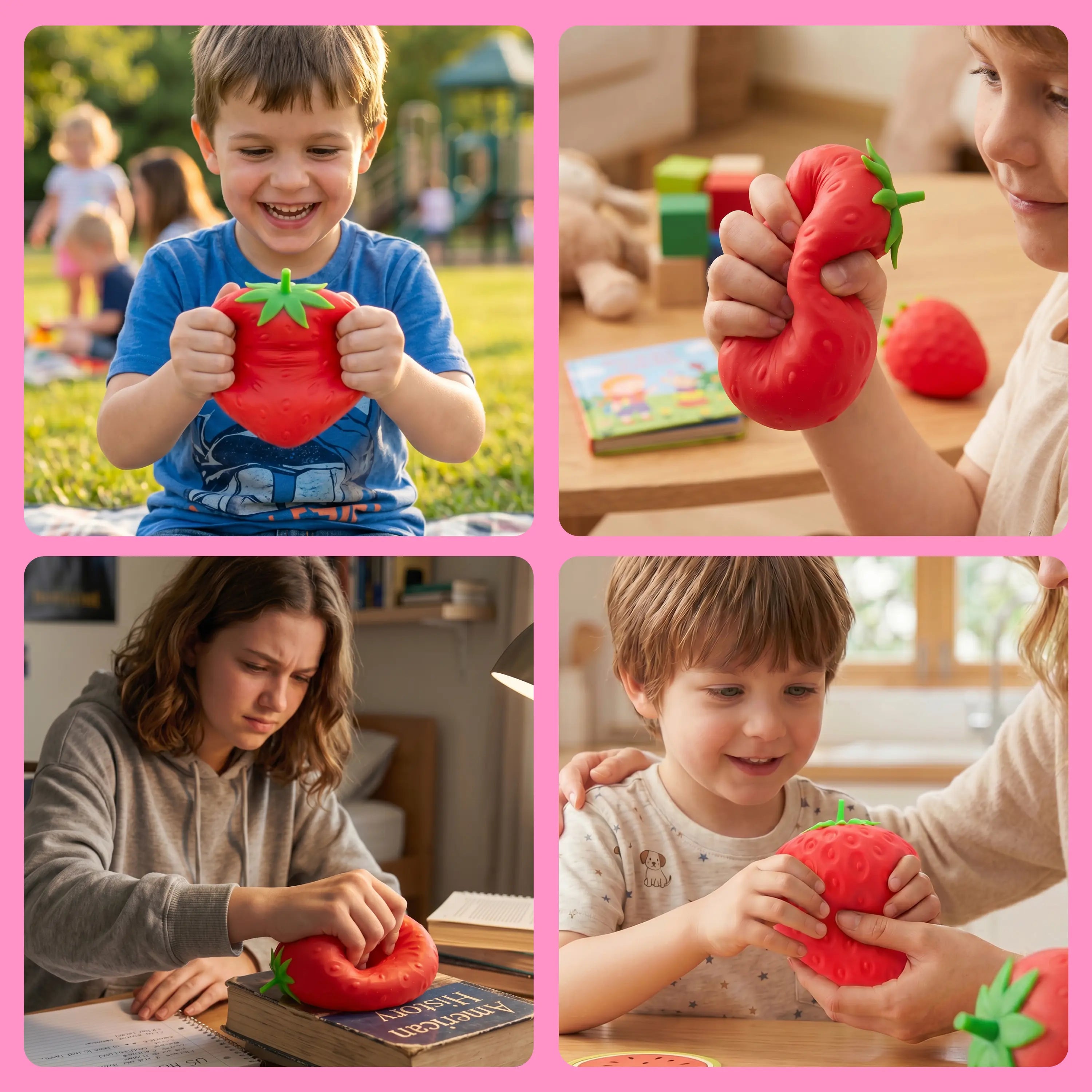 Jumbo Strawberry Squishy Toy – Soft Slow-Rising Stress Relief Fidget, Squeeze Sensory Decompression Toy for Kids & Adults, Anxiety Relief Gift, Desk Toy & Party Favor