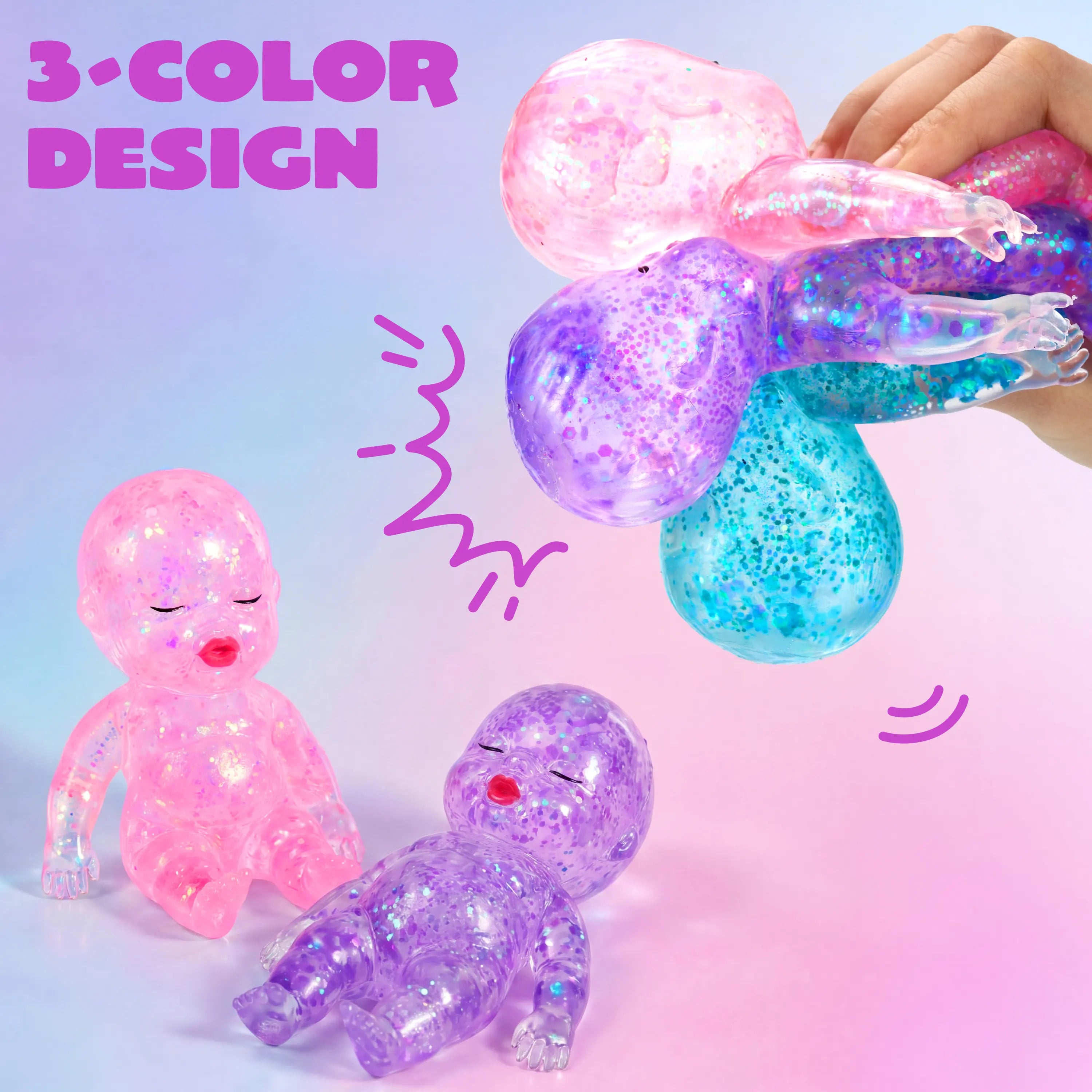 Baby Glitter Squishy Toys – 1/3PCS Slow-Rising Stress Relief Fidget Toy, Soft Squeeze Sensory Toy for Kids & Adults, Anxiety Relief Decompression Toy, Party Favor & Desk Gift