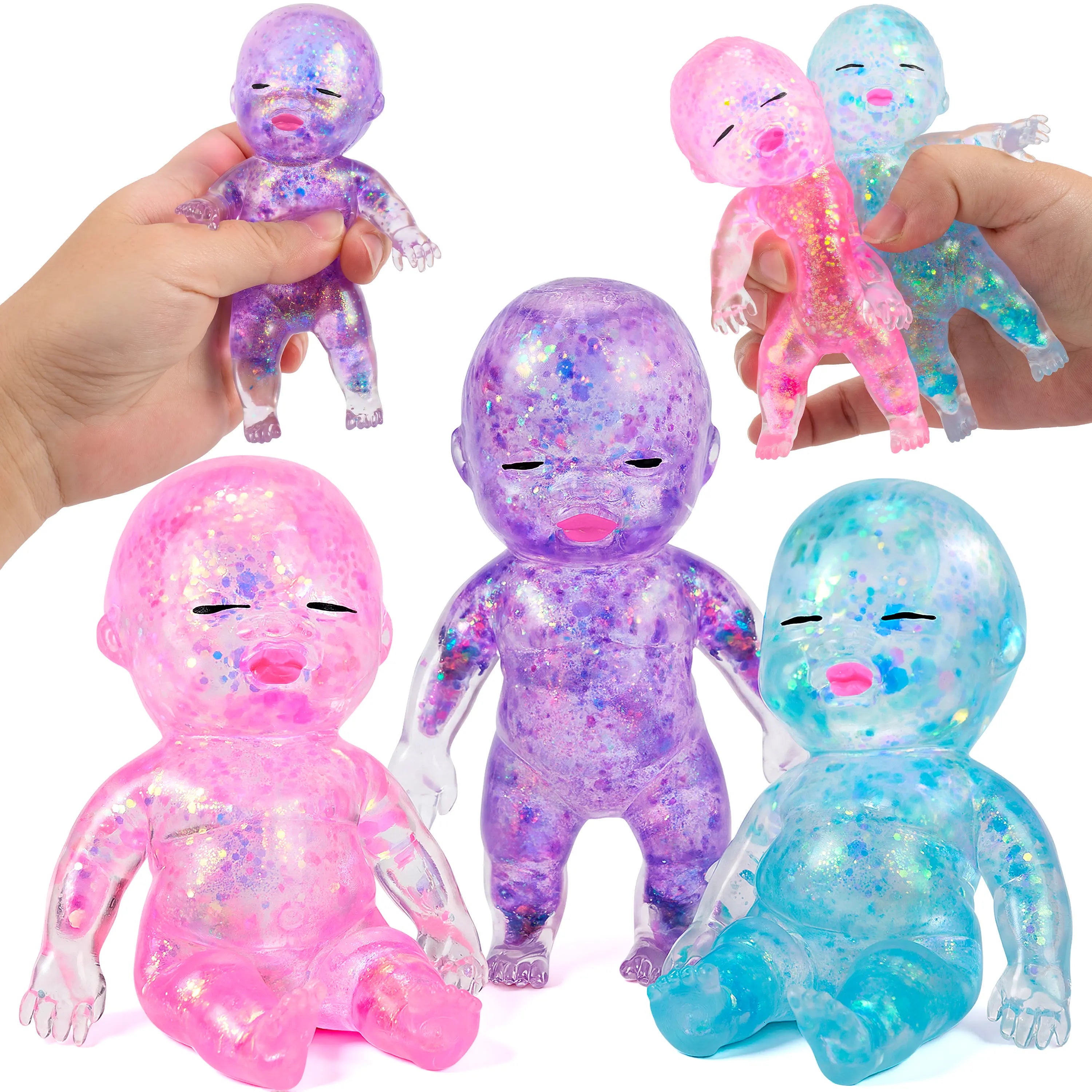 Baby Glitter Squishy Toys – 1/3PCS Slow-Rising Stress Relief Fidget Toy, Soft Squeeze Sensory Toy for Kids & Adults, Anxiety Relief Decompression Toy, Party Favor & Desk Gift