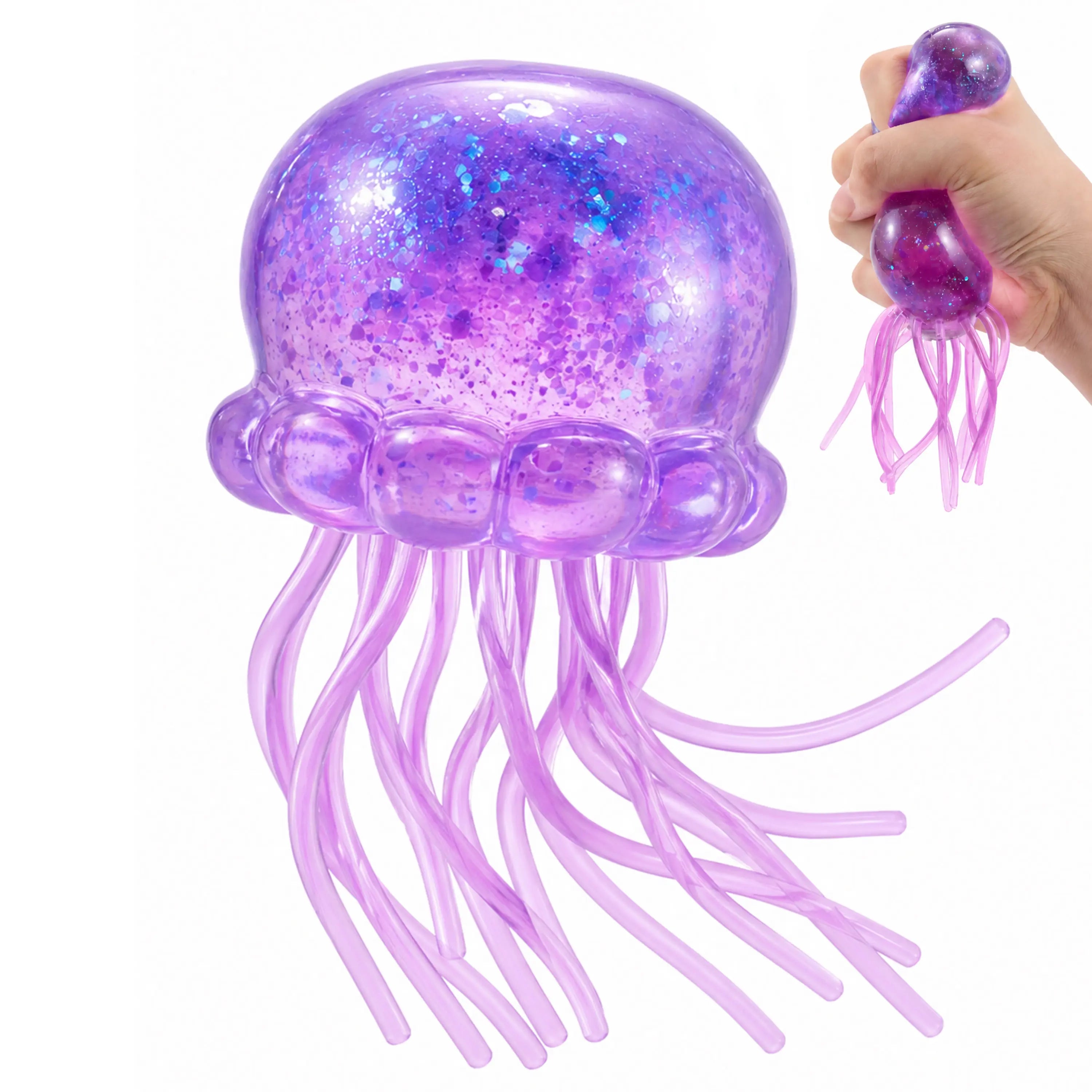Jellyfish Glitter Squishy Toys – 1/3PCS Slow-Rising Stress Relief Fidget Toys, Soft Squeeze Sensory Toys for Kids & Adults, Anxiety Relief Decompression Toy, Party Favors & Desk Gifts