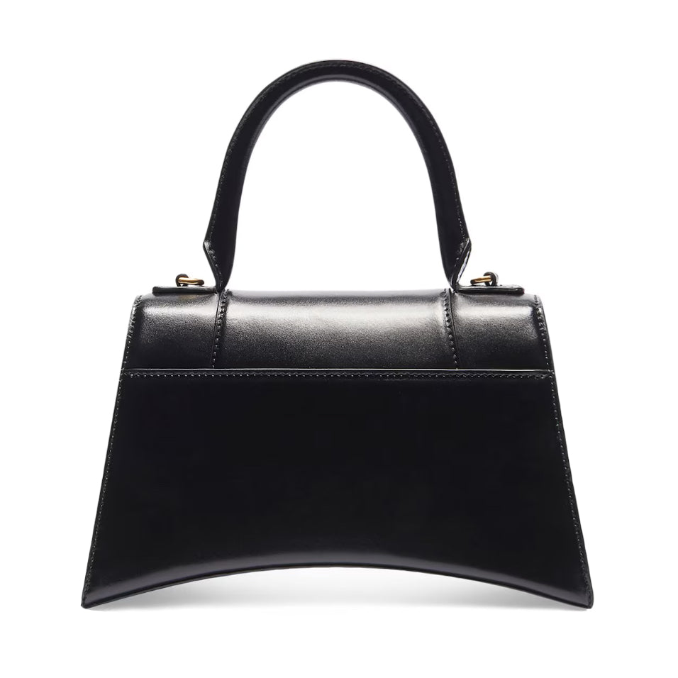 BALENCIAGA Black Leather Hourglass Small Shoulder Bag