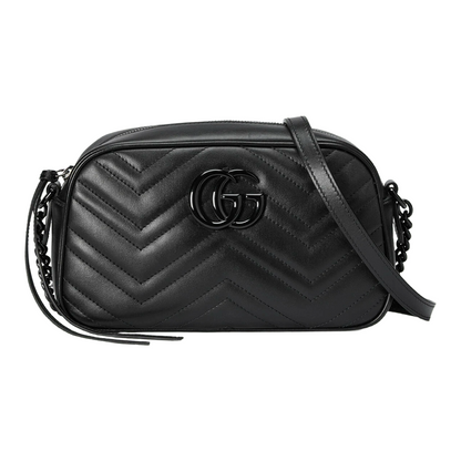 GUCCI Black Leather Marmont Small Shoulder Bag