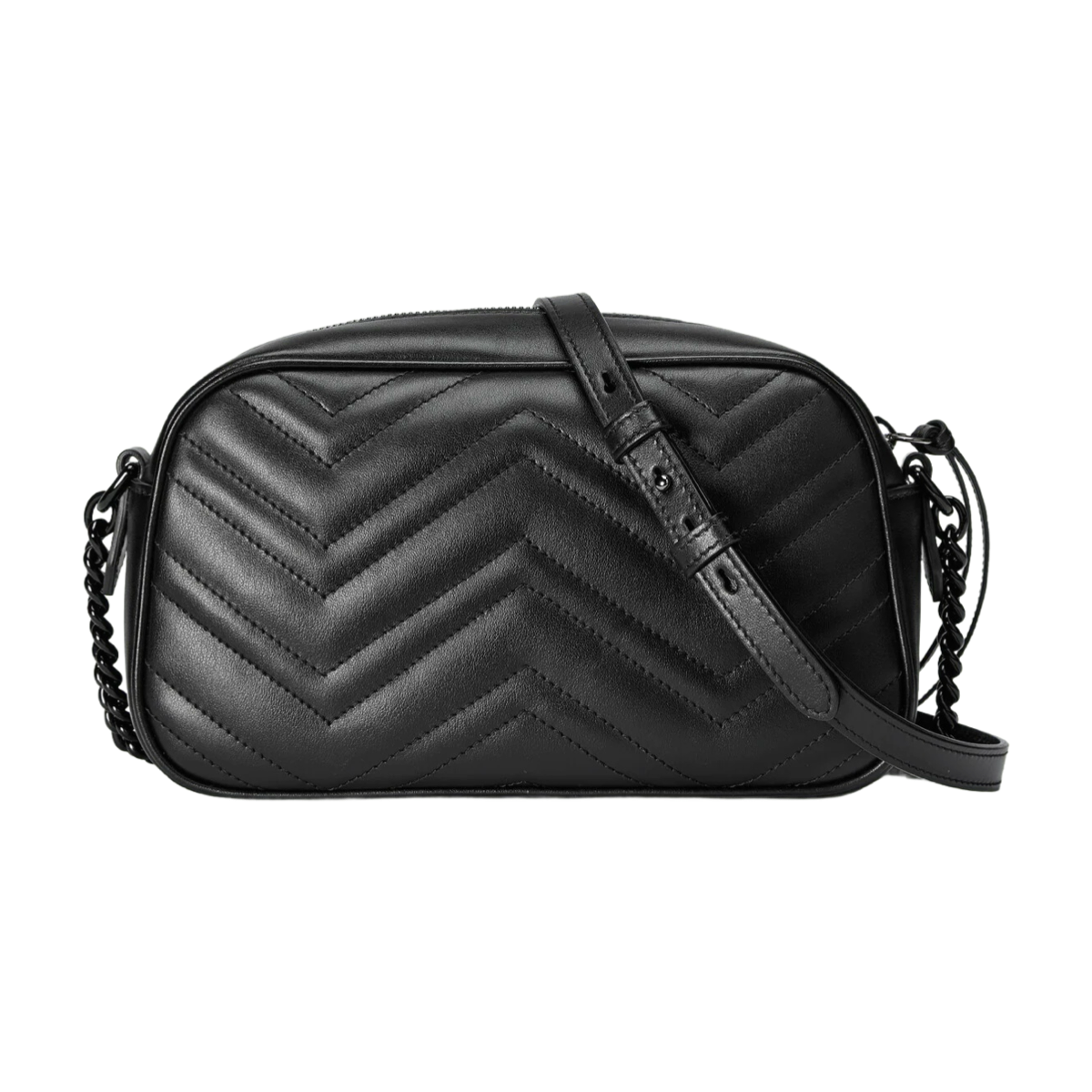 GUCCI Black Leather Marmont Small Shoulder Bag