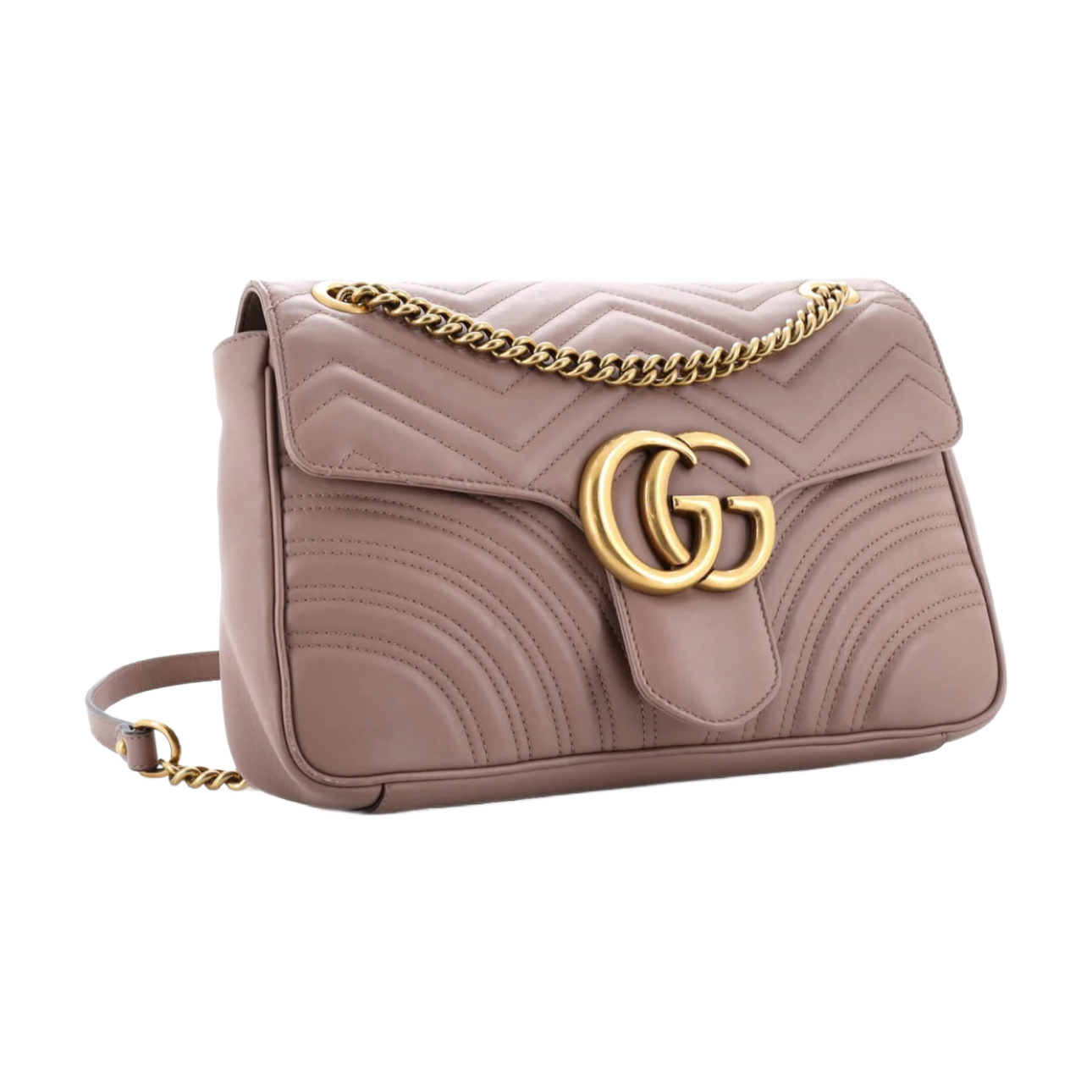 GUCCI Taupe Leather Marmont Small Shoulder Bag