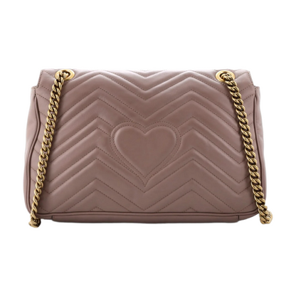 GUCCI Taupe Leather Marmont Small Shoulder Bag