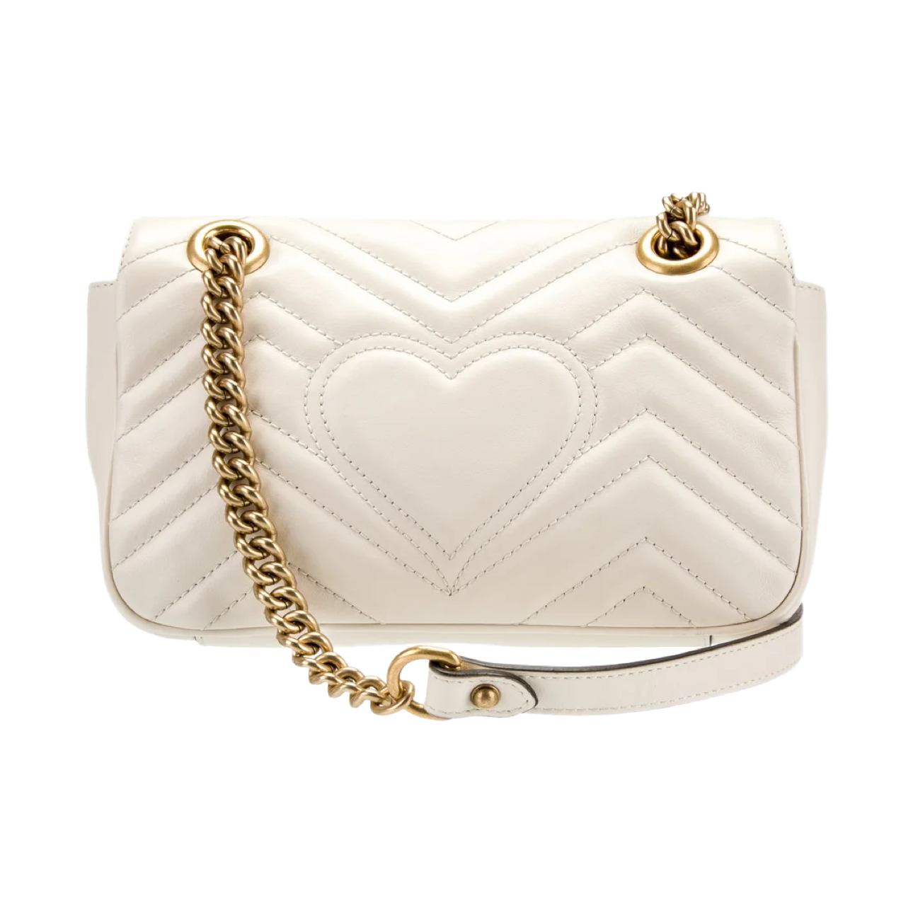 GUCCI White Leather Marmont Small Shoulder Bag