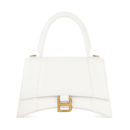 BALENCIAGA White Leather Hourglass Small Shoulder Bag