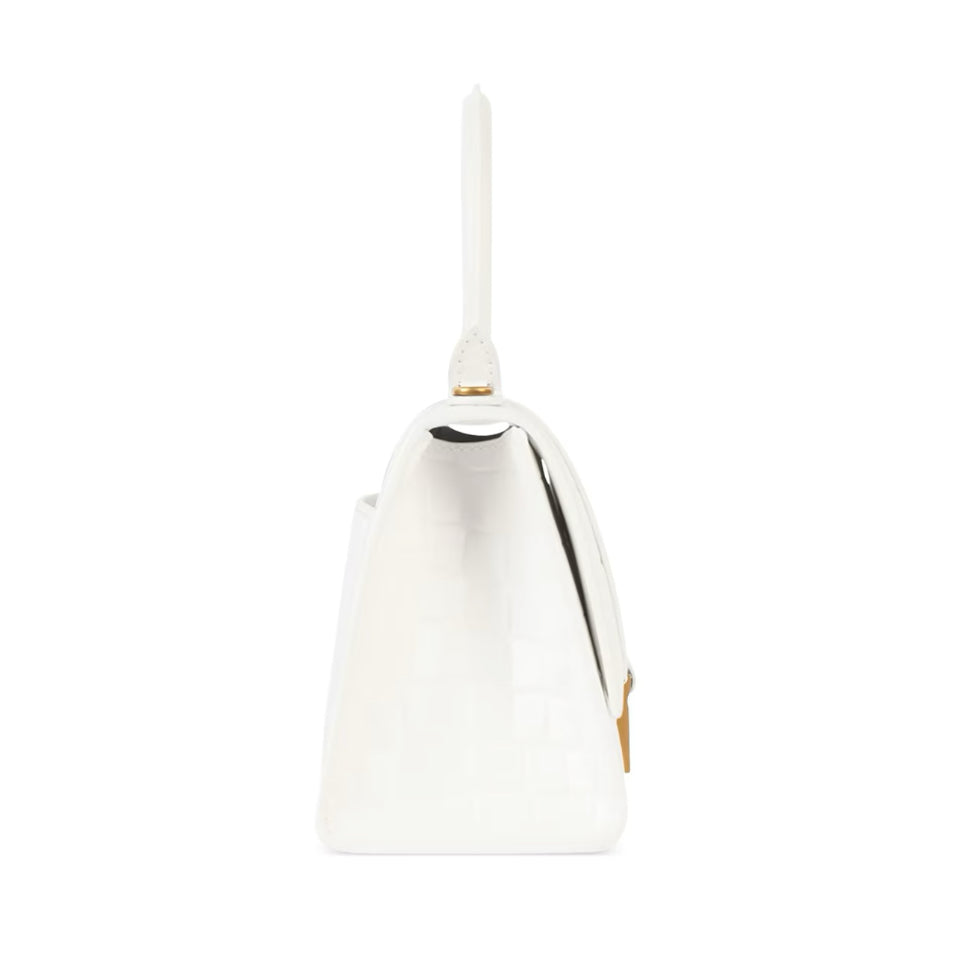 BALENCIAGA White Leather Hourglass Small Shoulder Bag