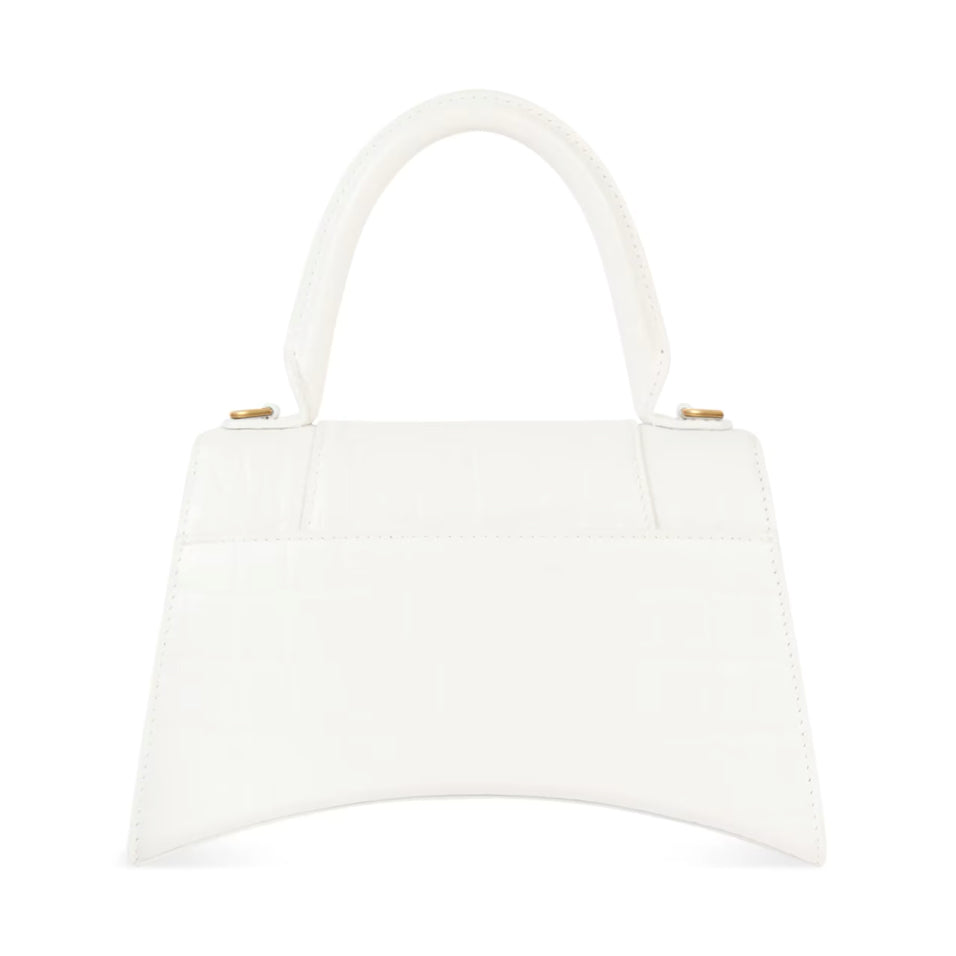 BALENCIAGA White Leather Hourglass Small Shoulder Bag