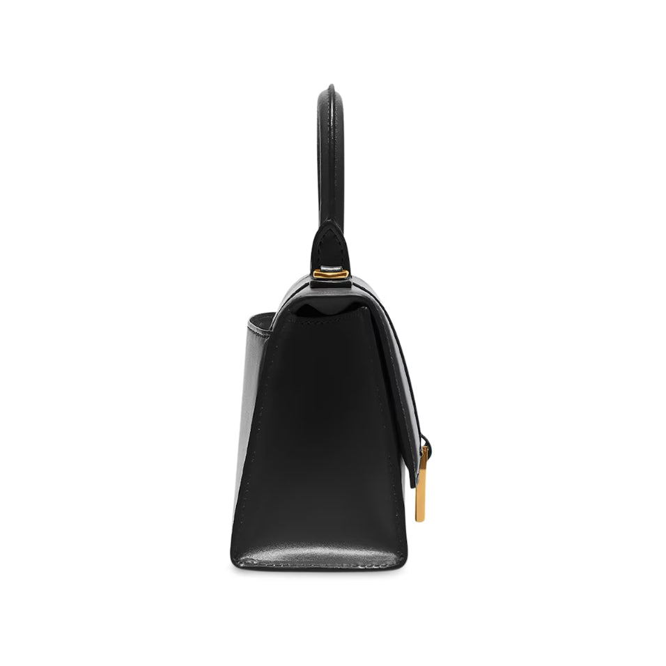 BALENCIAGA Black Leather Hourglass XS Shoulder Bag