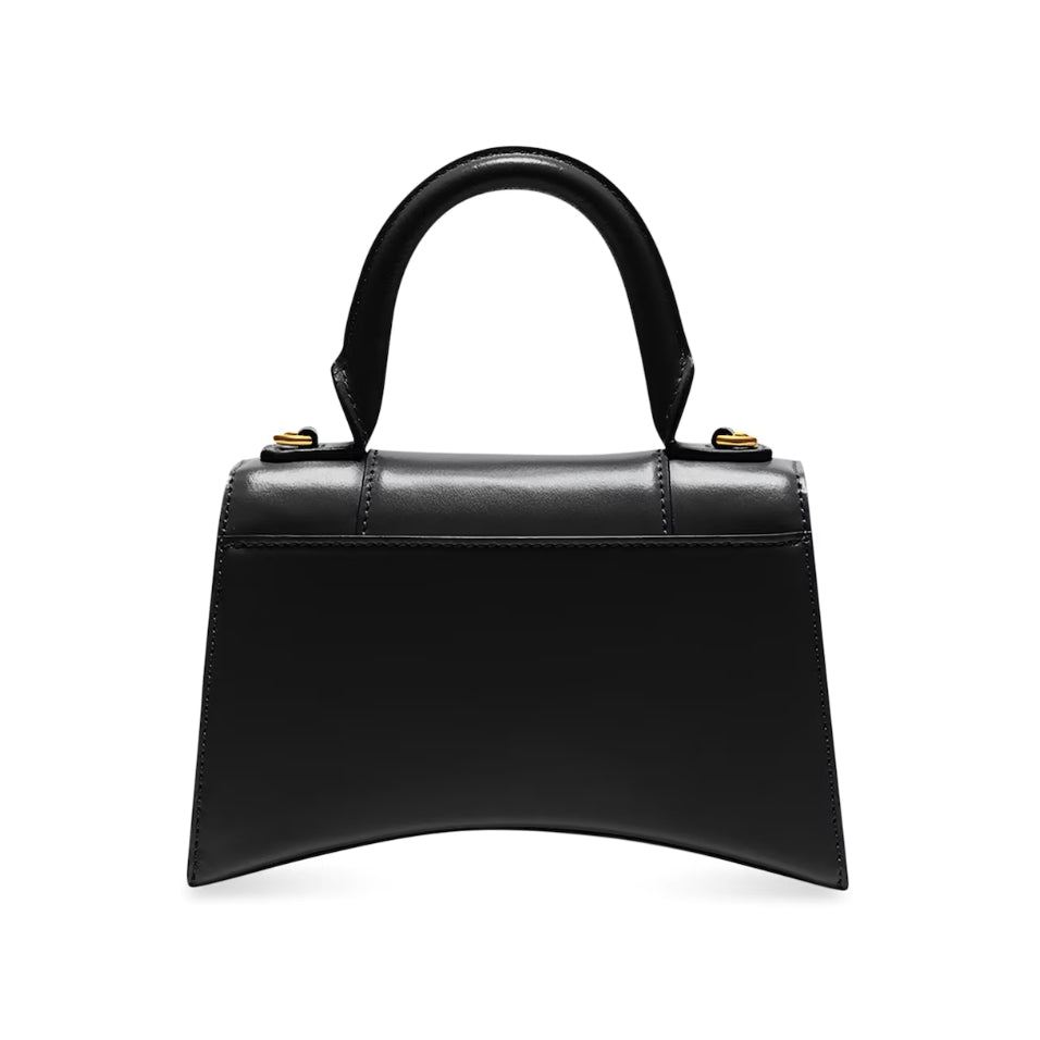 BALENCIAGA Black Leather Hourglass XS Shoulder Bag