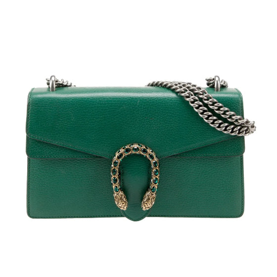 GUCCI Green Leather Dionysus Small Shoulder Bag