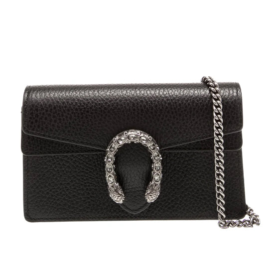 GUCCI Black Leather Dionysus Small Shoulder Bag