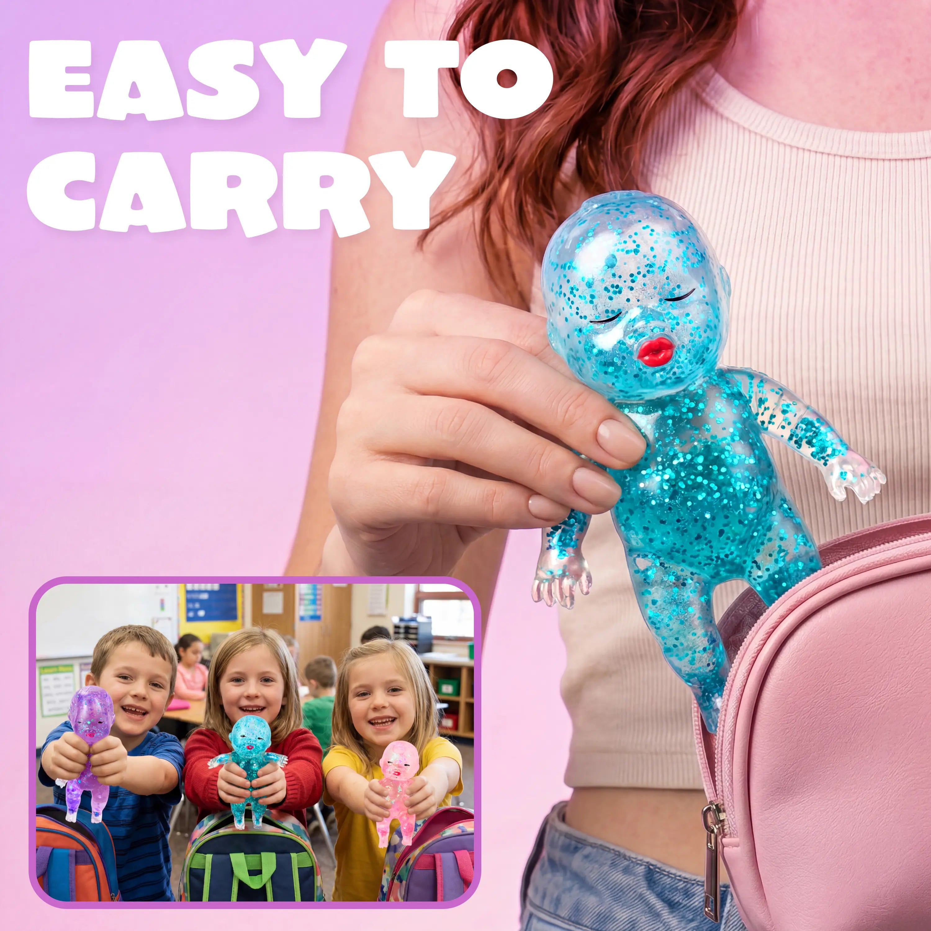 Baby Glitter Squishy Toys – 1/3PCS Slow-Rising Stress Relief Fidget Toy, Soft Squeeze Sensory Toy for Kids & Adults, Anxiety Relief Decompression Toy, Party Favor & Desk Gift