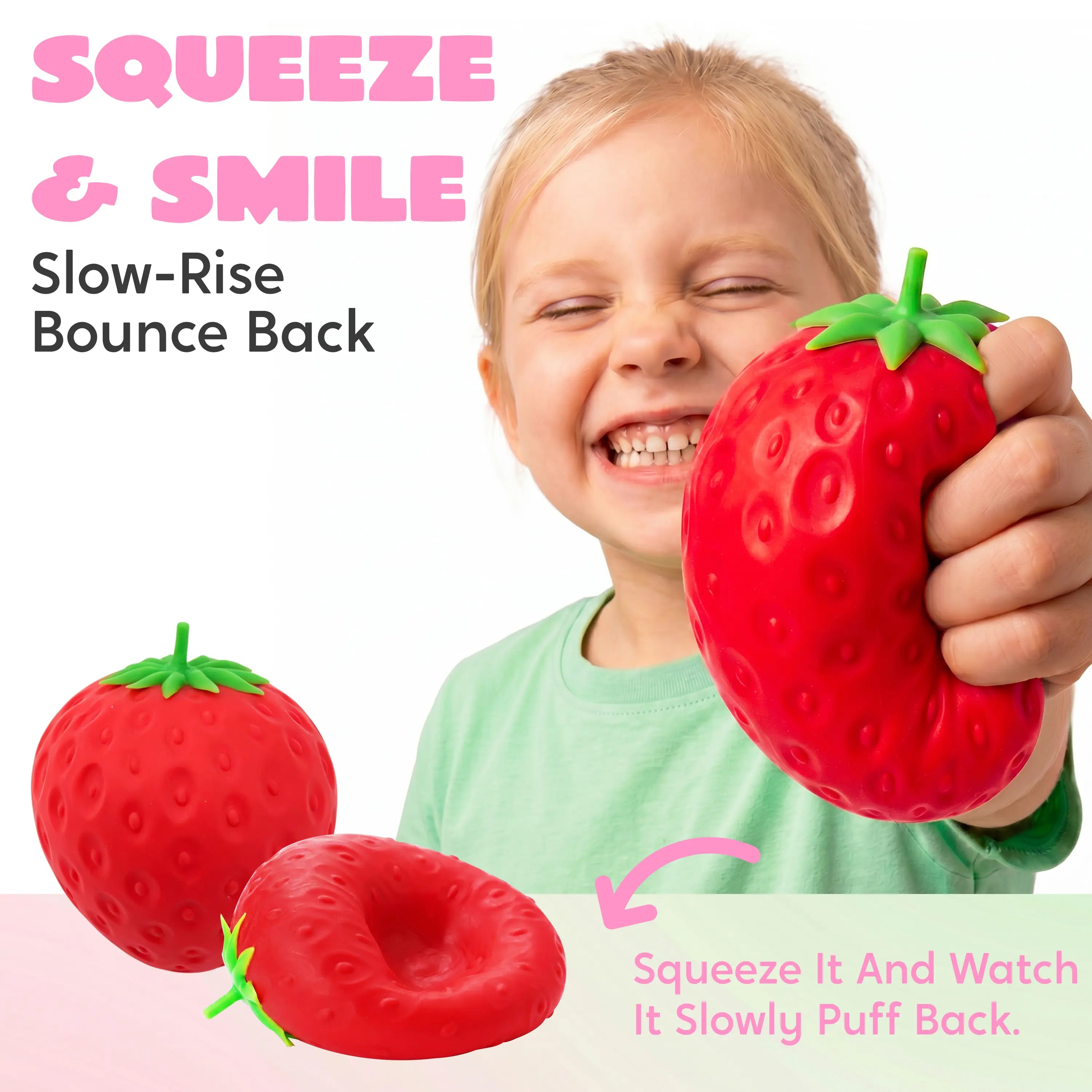 Jumbo Strawberry Squishy Toy – Soft Slow-Rising Stress Relief Fidget, Squeeze Sensory Decompression Toy for Kids & Adults, Anxiety Relief Gift, Desk Toy & Party Favor