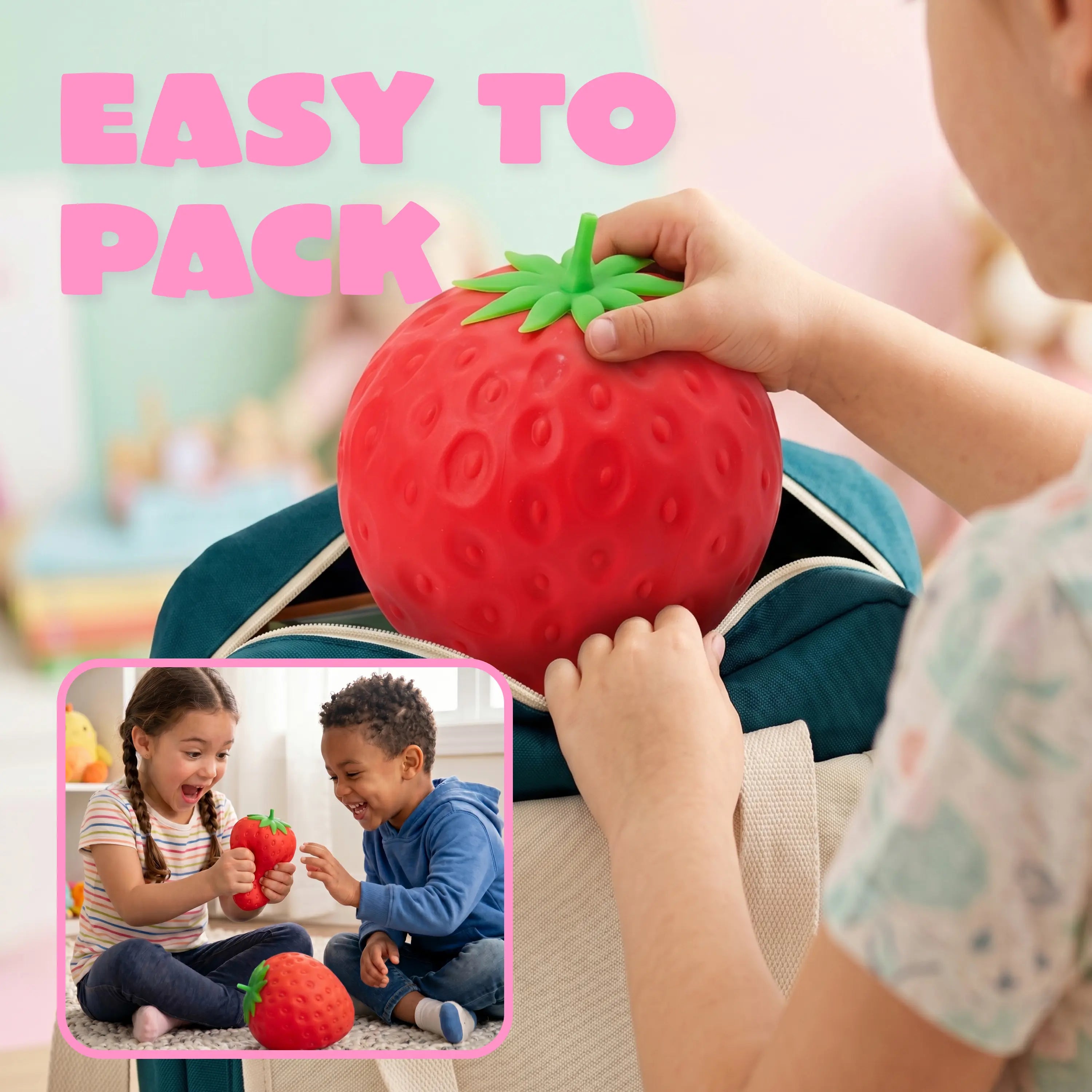 Jumbo Strawberry Squishy Toy – Soft Slow-Rising Stress Relief Fidget, Squeeze Sensory Decompression Toy for Kids & Adults, Anxiety Relief Gift, Desk Toy & Party Favor
