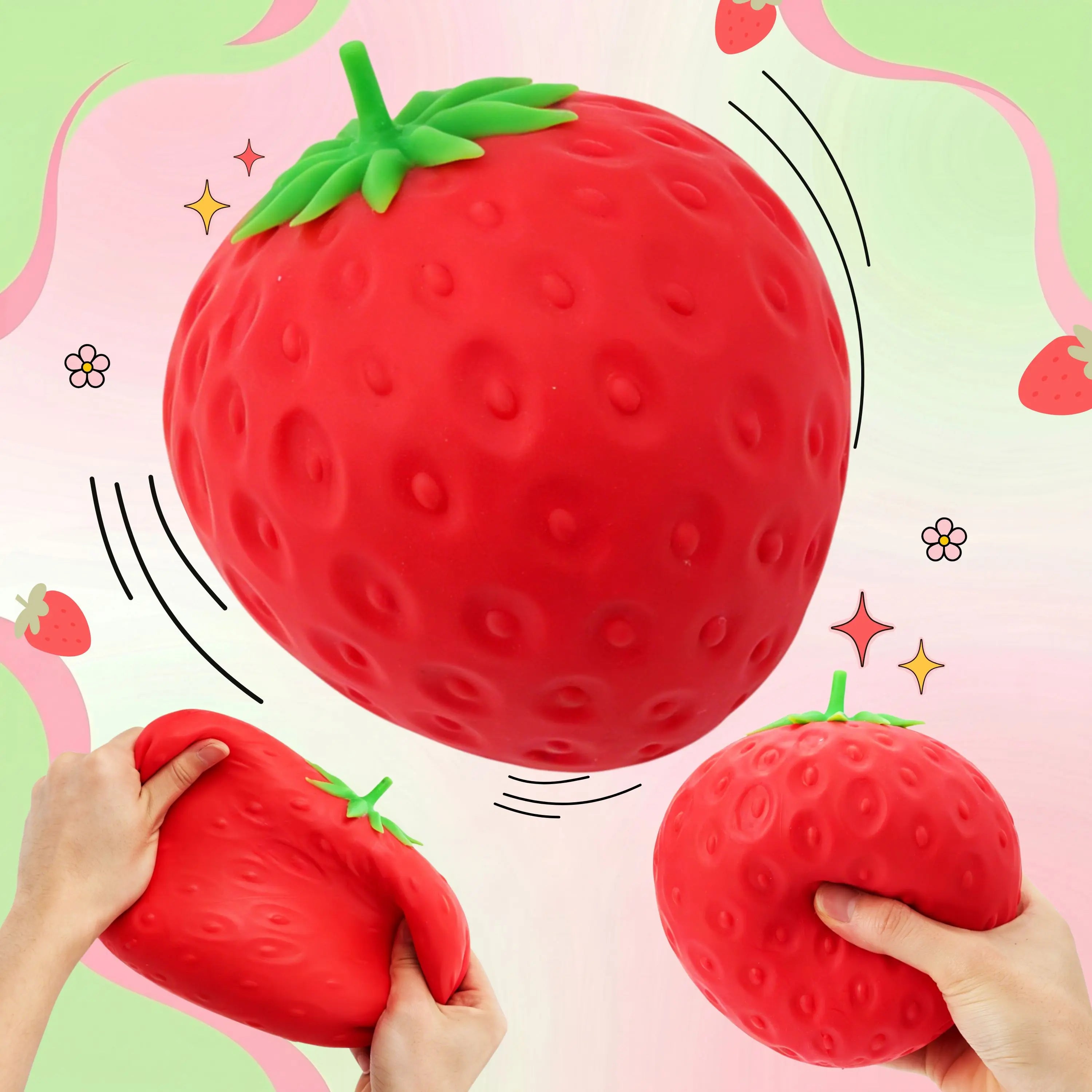 Jumbo Strawberry Squishy Toy – Soft Slow-Rising Stress Relief Fidget, Squeeze Sensory Decompression Toy for Kids & Adults, Anxiety Relief Gift, Desk Toy & Party Favor